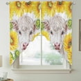 thumbnail image 2 of Farmhouse Sunflowers Swag Valances for Windows, Kitchen Curtains 36 Inch Length 2 Panels Set, Spring Country Watercolor Cow Floral Short Curtains for Small Windows Rod Pocket Cafe Curtains 28"x36", 2 of 8