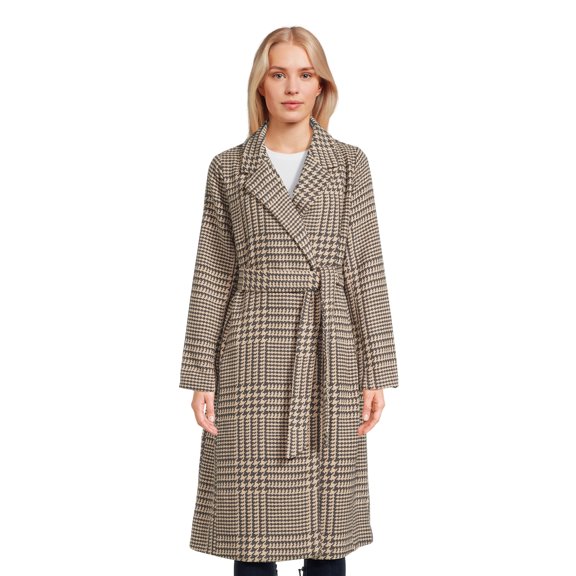 Jason Maxwell Women's and Women's Plus Long Coat with Tie Belt, Sizes S-3X