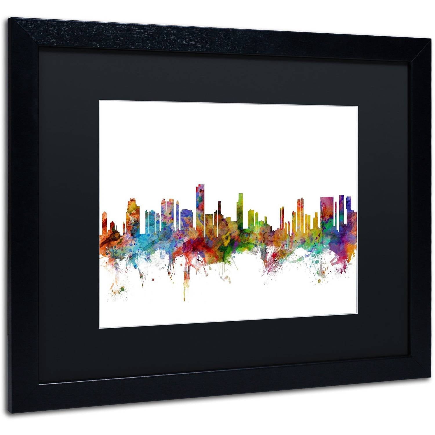 Trademark Fine Art 'Honolulu Hawaii Skyline' Canvas Art by Michael Tompsett, Black Matte, Black Frame