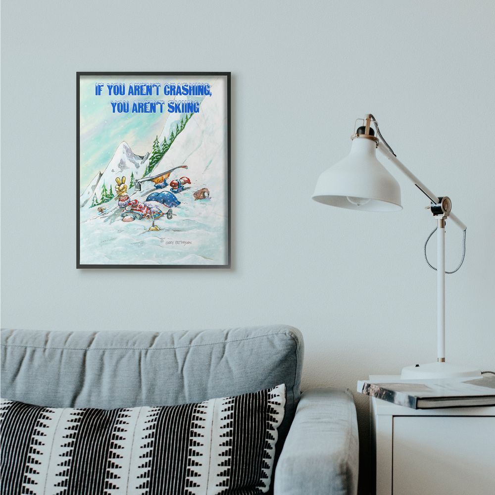 Stupell Industries Aren't Crashing Aren't Skiing Funny Sports Cartoon Design Framed Wall Art by Gary Patterson