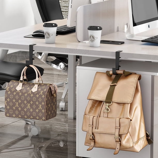 Artefacto para colgar bolsas de escritorio, sin perforaciones, sin costuras, para oficina, con borde para colgar bolsas, gancho para guardar mochilas escolares para estudiantes
