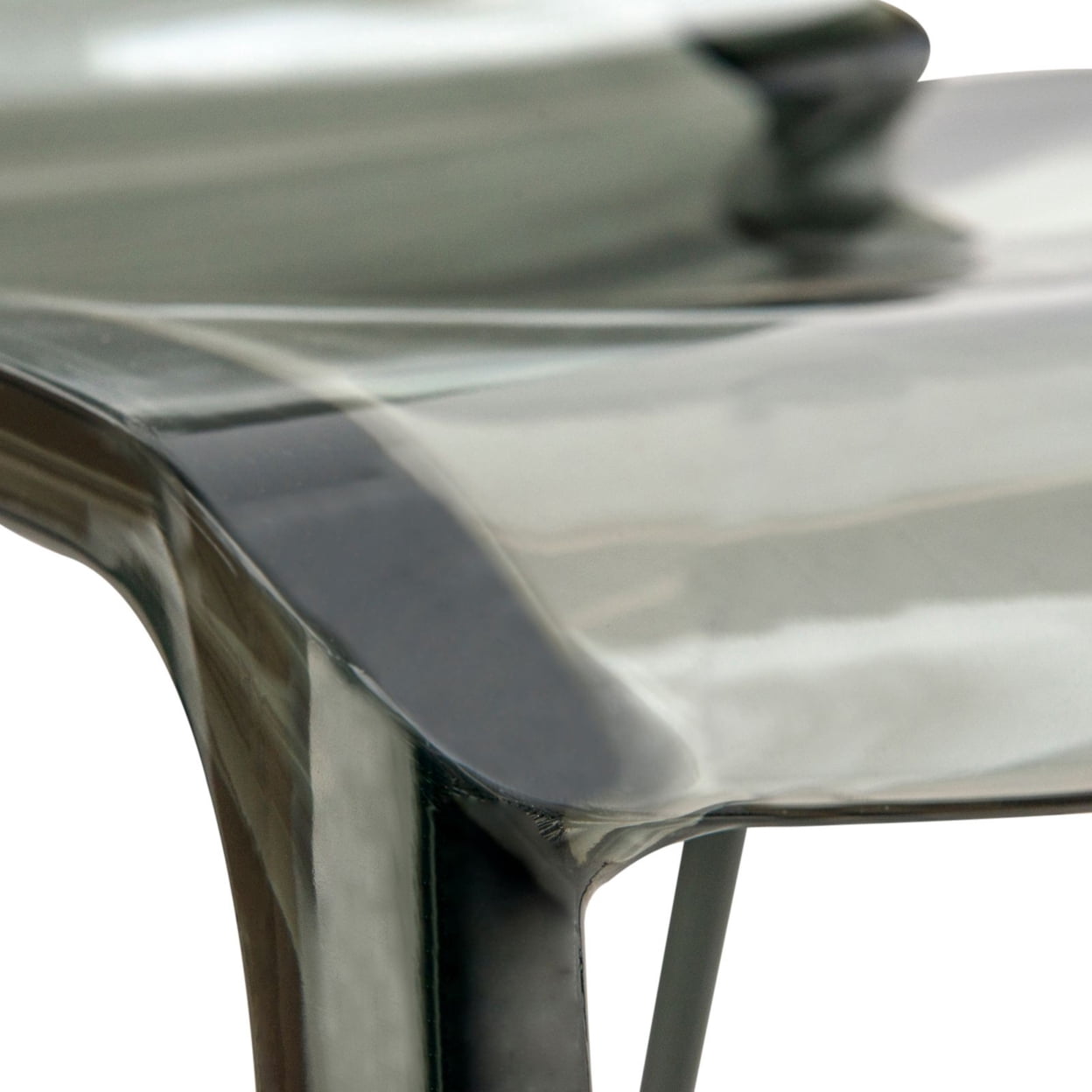 LeisureMod Murray Mid-Century Modern Dining Chair - Transparent Black Acrylic, Ergonomic Design, Stackable