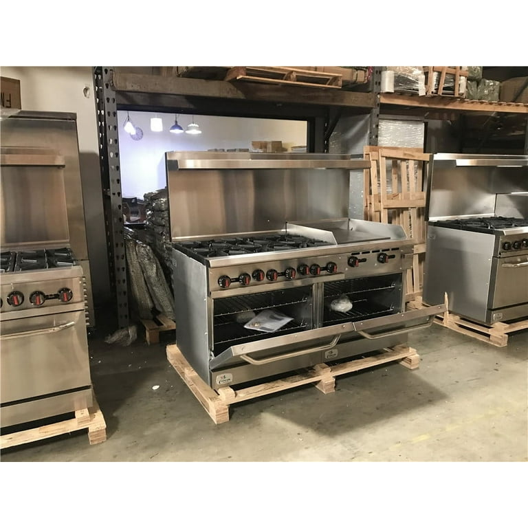 6 Burner Range, 24” Griddle Left Side, (2) Ovens, Natural Gas