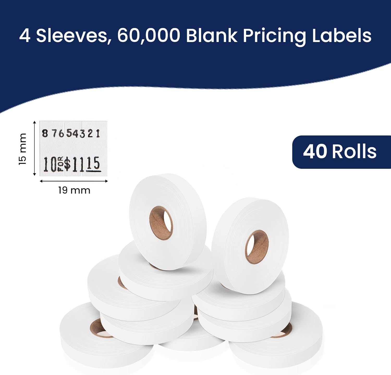 Pricing Labels for Monarch 1115 White - 60,000 labels w/ 40 Rolls Value Pack, 4 Sleeves - Made in USA