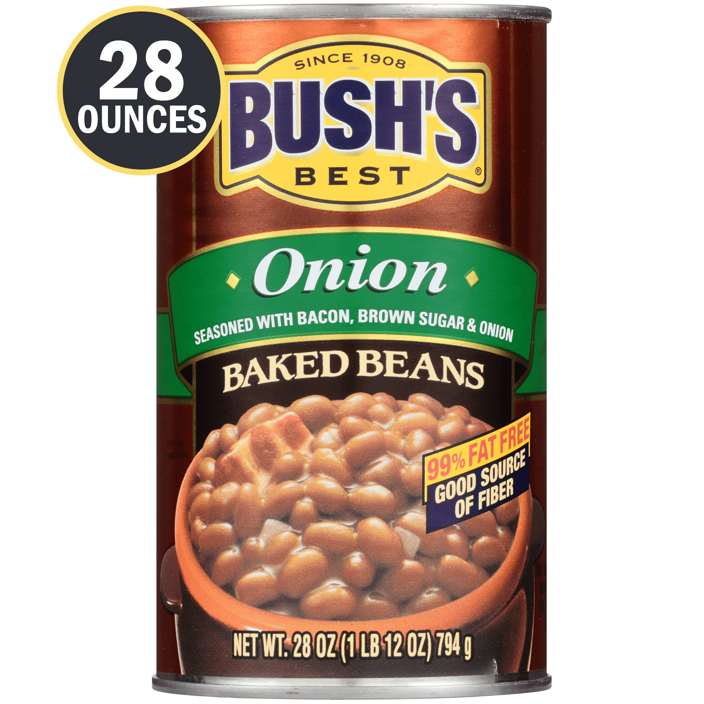 BUSH'S Onion Baked Beans, 28 oz Canned Beans