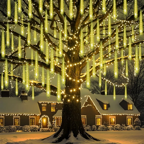 Luces Navideñas para Exterior Adecorty 8 Tubos 192 LEDs Blanco Cálido