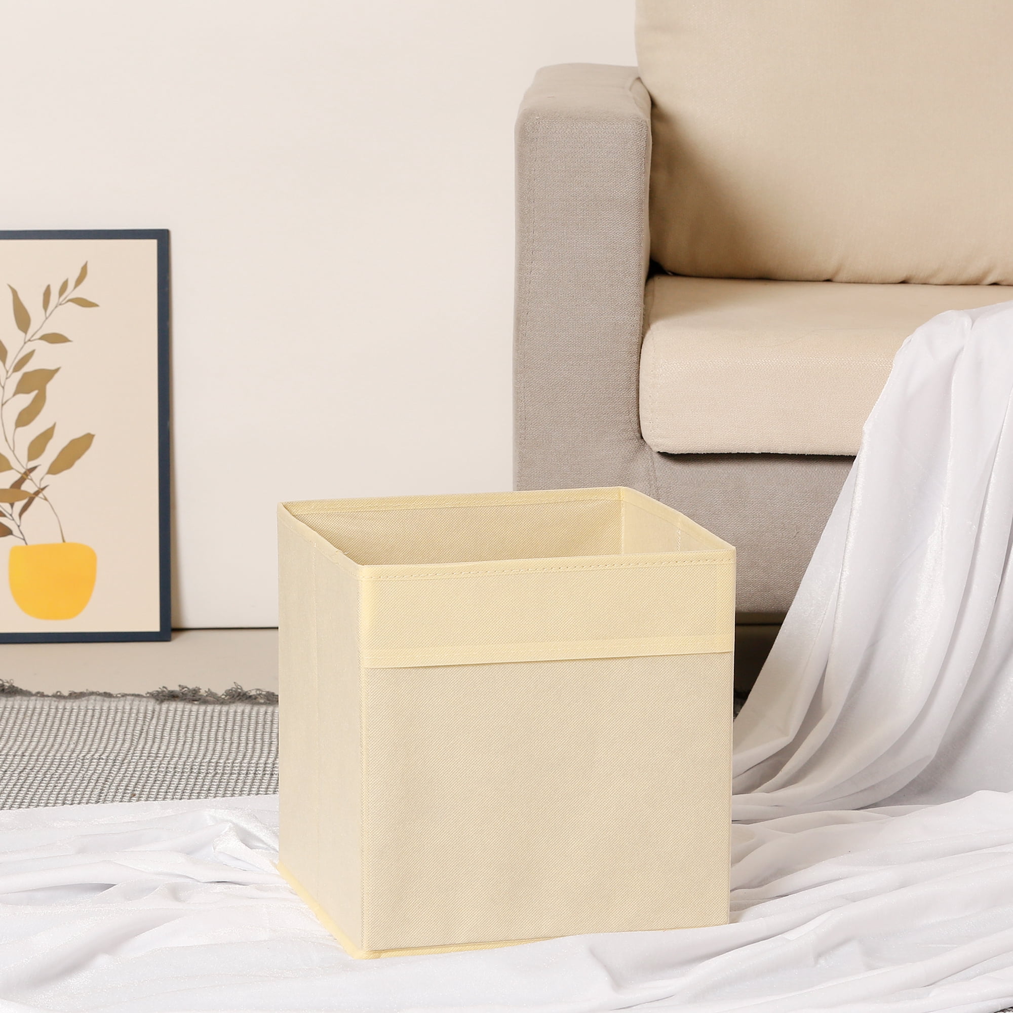 Unique Bargains Fabric Storage Cube Storage Bin Storage Basket Apricot 11*10.5*10.5in