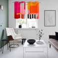 thumbnail image 4 of Pink Orange Kitchen Curtains Small Short 39 Inch Length, Geometric Modern Abstract Oil Painting Grommet Top Bedroom Living Room Curtains, Light Filtering Cafe Curtain Drapes 2 Panels Set 55''x39'', 4 of 9