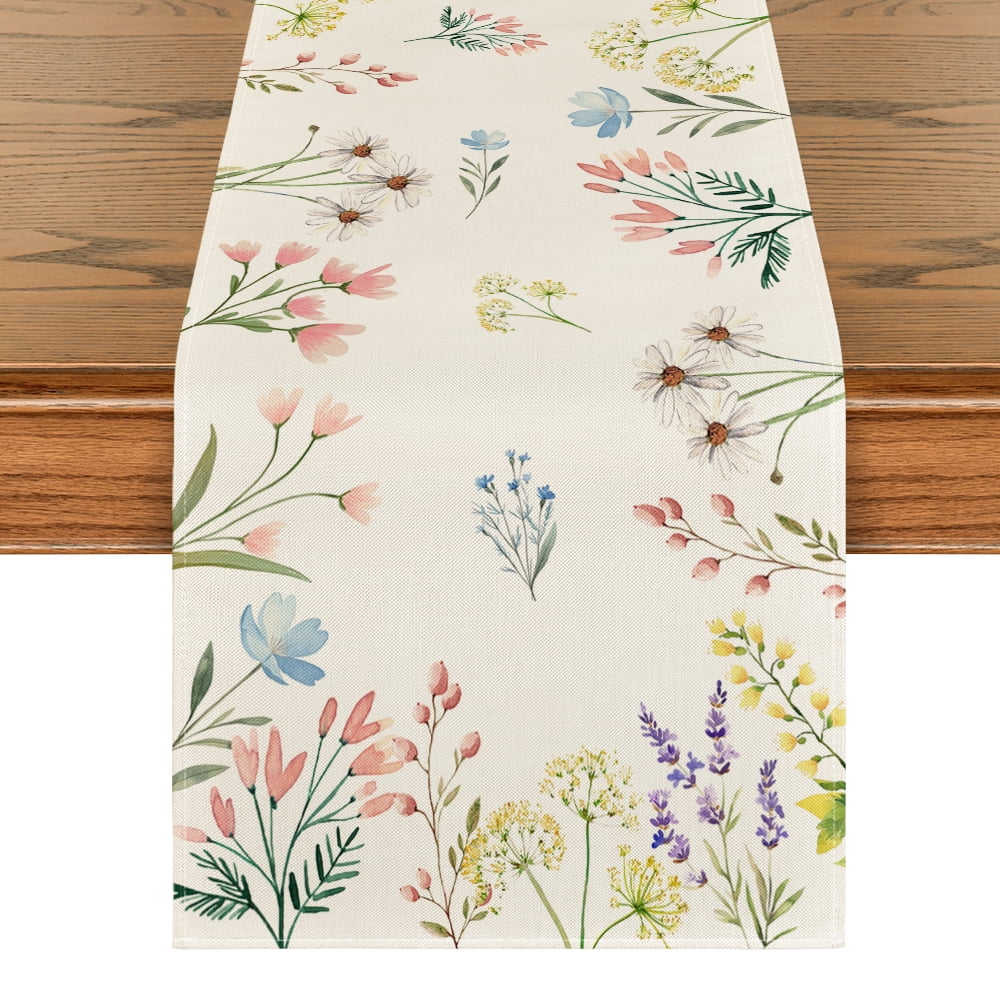 Sm:)e All Seasons Seasonal Decorative Set of 4 Table Runner for Dining Table 13 x 72 Inch, Spring, Summer, Autumn and Winter， Farmhouse Kitchen Dining Room Decoration