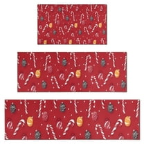 Red Christmas Candy Cane Pattern Kitchen Rugs Sets Of 3,Kitchen Runner Rugs Non Skid Washable,Decorative Kitchen Floor Mats for Kitchen,Sink,Laundry,17"x30"  17"x47"   17"x59"