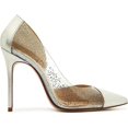 thumbnail image 2 of Schutz Cheslie Silver Metallic Slip On Pointed Toe Stiletto High Heel Pumps (Silver, 5), 2 of 5
