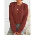 thumbnail image 5 of Cupshe Women's Sweater Long Sleeve Crewneck Sweaters Cable Knit Tops, 5 of 6
