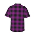 thumbnail image 3 of Balery Purple Black Plaid Print Men's Hawaiian Shirts Short Sleeve Beach Shirt Relaxed Fit Vacation Button Down Shirts-Small, 3 of 9