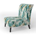 thumbnail image 3 of Designart "Emerald Rhapsody" Teal Abstract Upholstered Accent Chair - Modern Arm Chair For Bedroom, 3 of 7