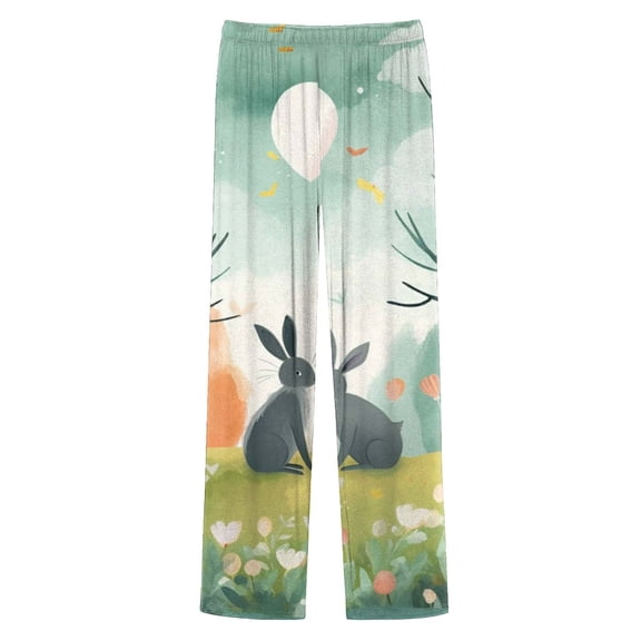 Yhkghxis Colorful Easter eggs Men's Pajama Pants Sleepwear Pants Bunny cartoon with Easter Print PJ Bottoms Drawstring and Pockets