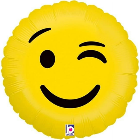 Emoji Wink Balloon - 18 Inch Emoji Mylar Balloon - 1 Count