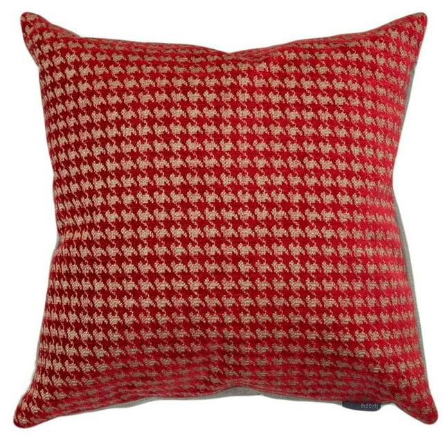 Homeport decorative pillow featuring a red and beige houndstooth pattern for stylish home decor.