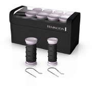 REMINGTON H1015E Ceramic Ionic Compact Hot Hair Rollers Set, 10-Piece with J-Clips, Dual Voltage, Black