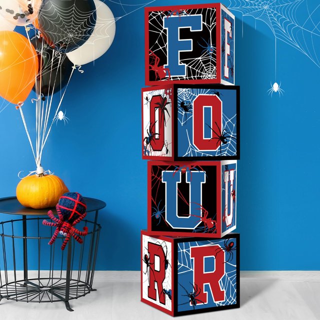 Cajas de globos decorativas Feifeiya Spider para 4 cumpleaños, 4 unidades
