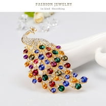 Feledorashia Brooches for Women Valentine's Day Gifts Colorful Crystal Rhinestone Peacock Brooch Pin Accessories Boutique Brooch Clearance