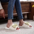 thumbnail image 6 of JUSLIO Womens House Slippers Slip On Fuzzy Plush Flat Sole Non Slip Indoor House Slippers Open Toe Slides Slippers Green, 6 of 8