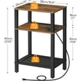 thumbnail image 2 of Side Table with Charging Station, Set of 2 End Tables with USB Ports and Outlets, 3-Tier Storage Shelves Nightstand, Sofa Table for Bedroom, Living Room, Rustic Brown and Black, 2 of 17