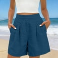 thumbnail image 5 of Atogsazn Womens Summer High Waisted Shorts Casual Dessy Pleated Cotton Linen Jogger Shorts Beach Pants Blue L Fashion, 5 of 9
