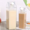 thumbnail image 4 of 500ml/1000ml Milk Carton Water Bottle Transparent BPA Free Plastic Portable Clear Box for Juice Tea Milk Bottles, 4 of 8