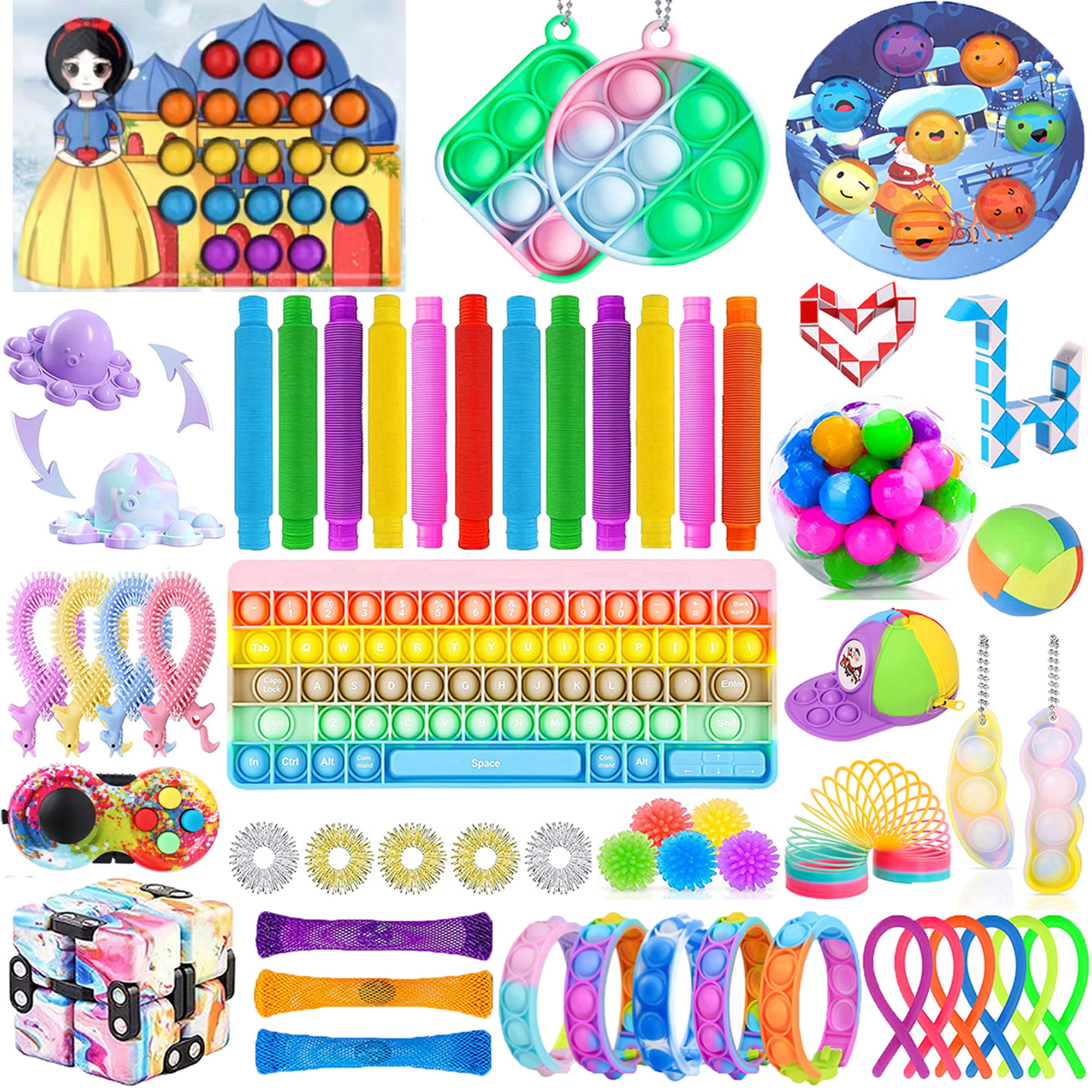 Sunisery Kids Adult Pencil Case Pencil Pouch Fidget Toy, Push Pop Bubble  Fidget Sensory Toy Games for Stress Anxiety Relief