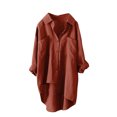 thumbnail image 2 of Royisotas Fall and Winter Tops Women Casual Long Sleeve High Low Women Button Down Shirt Pocket Collared Wine Solid Color Button up Shirts, 2 of 3