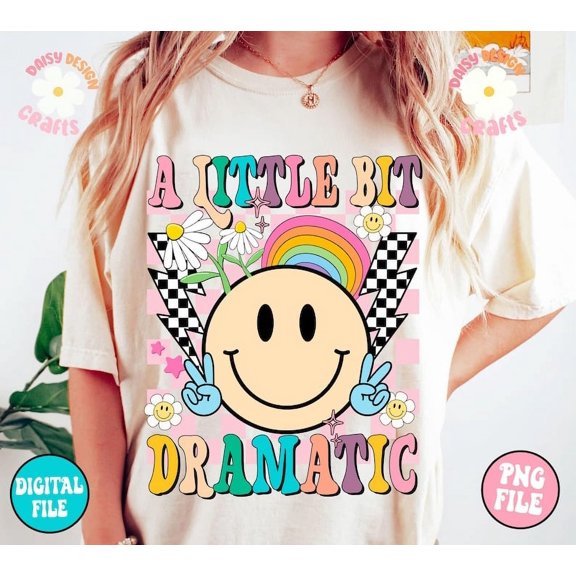 A Little Bit Dramatic T-shirt, Girl shirt, Retro Groovy Shirt, Svg for girl, retro groovy TH260532