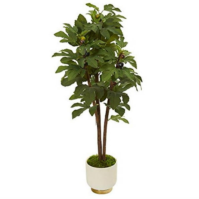 Nearly Natural 9690 47 in. Fig Artificial Tree in White Bowl