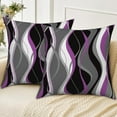 thumbnail image 3 of Purple and Black White Throw Pillow Covers 18x18 Set of 2,Modern Abstract Striped Pillowcases for Sofa Couch Living Room, 3 of 6
