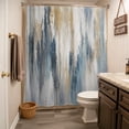 thumbnail image 3 of Beige Blue Brown Ombre Shower Curtain - Water Repellent Fabric Shower Curtains Washable, Abstract Modern Art Oil Painting Decorative Polyester Cloth Bathroom Curtains Modern Bath Decor 72"x72", 3 of 6
