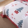 thumbnail image 5 of 3 Pcs Snowman & Tree Christmas Quilt Reversible Holiday Bedspread Set, 5 of 14
