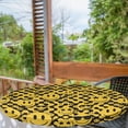 thumbnail image 2 of Ambesonne Emoji Fitted Round Tablecloth, Modern Funny Faces Groovy Art, 45"- 56" Diameter, Earth Yellow Black, 2 of 5