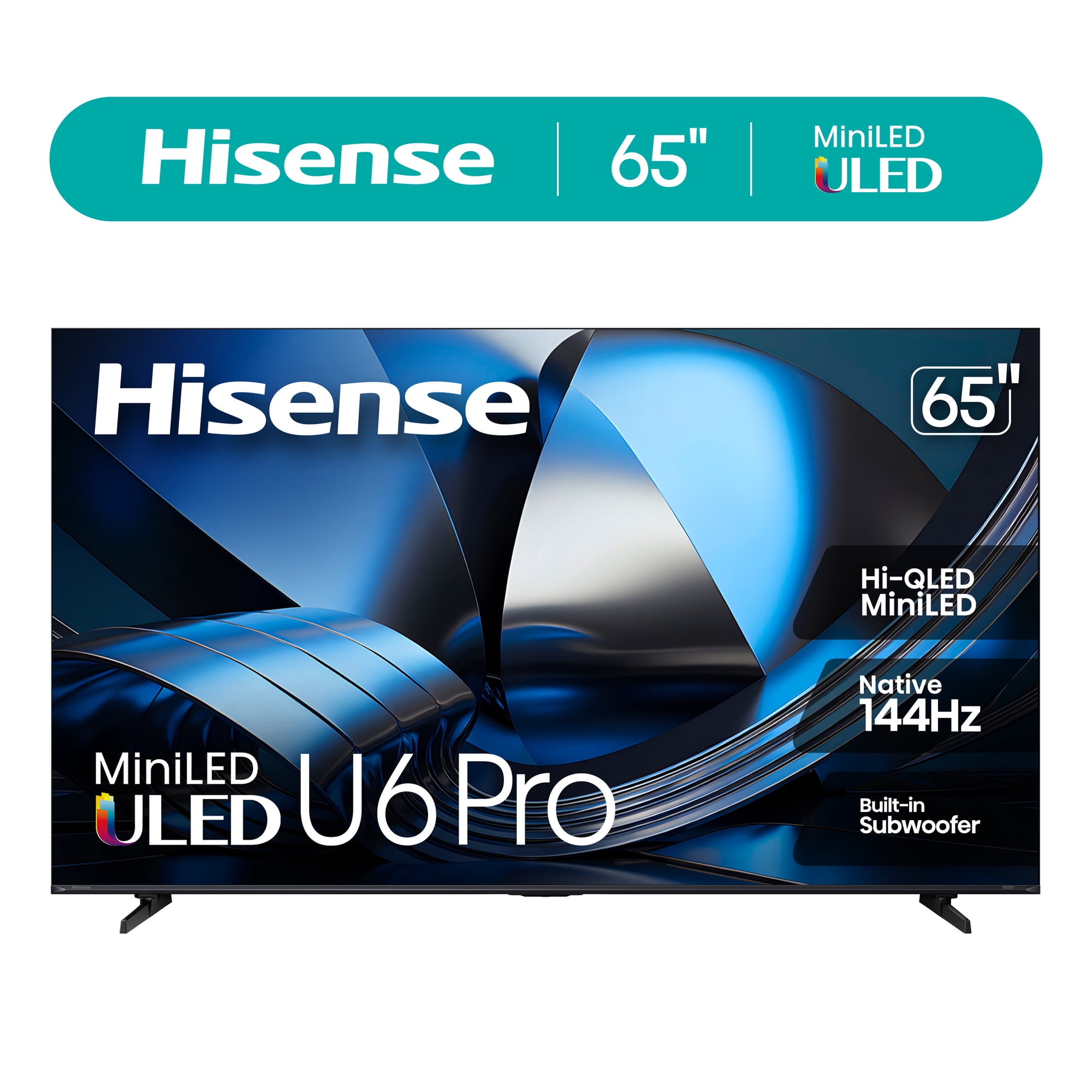Hisense 65 U6 Pro Series Mini-LED 4K UHD HDR Gaming AI Smart VIDAA TV (65U6SV Pro 2026 New) - Hi - QLED Native 144Hz Motion Rate 480 Dolby Vision & Atmos HDR10+ Built-in Subwoofer