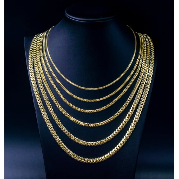 14k Real SOLID Gold Miami Cuban Link Chain Necklace 1.1mm - 7mm, Real 14K Yellow Gold,Man Gold Chain,Ladies Gold Chain, Heavy 14k Gold Chain (Width:1.1 mm; Necklace length:16;)