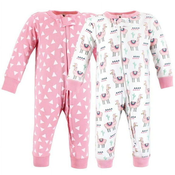 Hudson Baby Infant Girl Cotton Sleep and Play, Llama, 0-3 Months