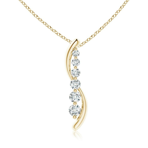 ANGARA Lab Grown 6 Stone Diamond Journey Necklace for Women in 14K Yellow Gold (Size-4.2mm| Color-F-G| Clarity-VS) | April Birthstone, Anniversary, Jewelry Gift for Women | Lab-Grown Diamond Necklace