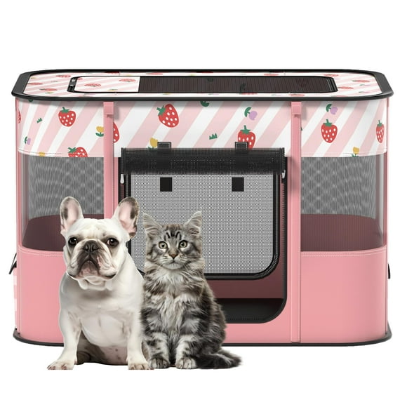 Corral para mascotas XRG para perros y gatos interior/exterior rosa L