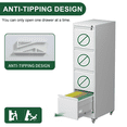 thumbnail image 5 of Hassch Rolling File Cabinet with Lock for Home Office, Metal File Cabinet with 4 Drawers for A4/Letter/Legal, Assembly Required, White, 5 of 11