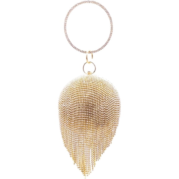 YOUI-GIFTS Women Round Ball Dazzling Crystal Evening Handbags Rhinestone Tassel Handle Purse Bags Wedding Shoulder Handbags