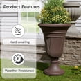 thumbnail image 3 of TopComfy 23.6" Tall Plastic Urn Planters Set of 2, Heavy-Duty Indoor or Outdoor Flower Pots with Drainage Holes and Classic Trophy Design for Porch, Garden & Home, Brown, 3 of 9