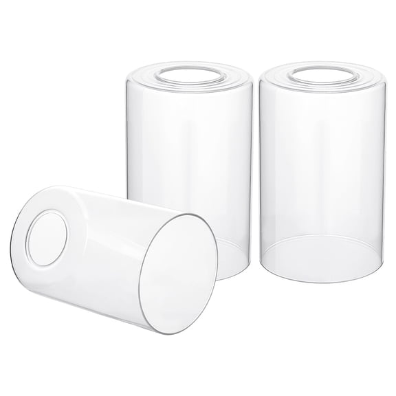 3pcs Clear Glass Lamp Shade Glass Fixture Replacement Globe Shades Cylindrical Light Cover 1-5/8" Fitter Opening