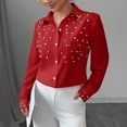 thumbnail image 2 of TaTaai Women's Office Shirt Long Sleeve Solid Color Pearl Button Collar Loose Fit Casual Blouse Fashionable Polyester Top Gift, 2 of 6