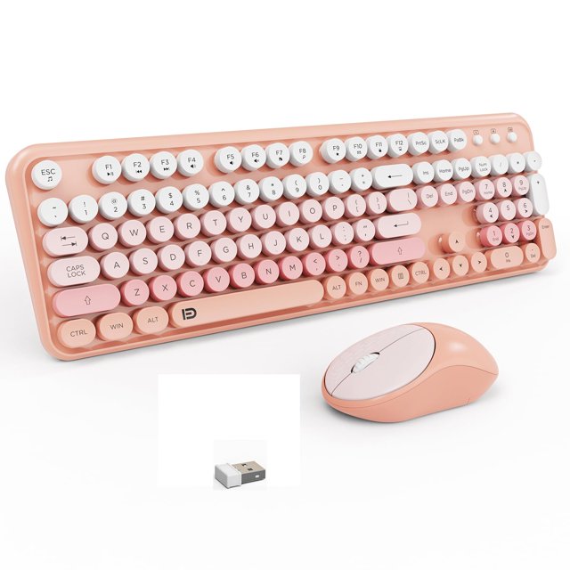 Combo de teclado y ratón inalámbricos FOPETT de tamaño completo