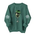thumbnail image 2 of ClodeEU Womens Saint Patrick‘s Day Shamrock Print Crewneck Sweatshirt ， Long Sleeve Casual Pullover Green 01,Womens Plus XS, 2 of 6