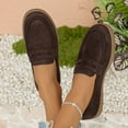 thumbnail image 5 of Wensltd Women's Loafers Slip On Flat Shoes Suede Upper Spring Autumn Daily Soft Walking Shoes Brown, 5 of 8