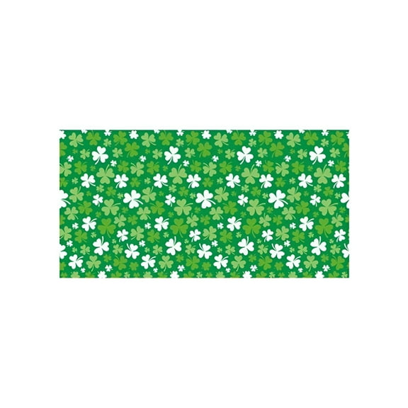 LAMIRO Irish Shamrock Tablecloth St. Patrick's Day Vinyl Dining Room Kitchen Decor,Green White Yellow Gold Clovers,St. Pat's Day Celebration Table Cover A